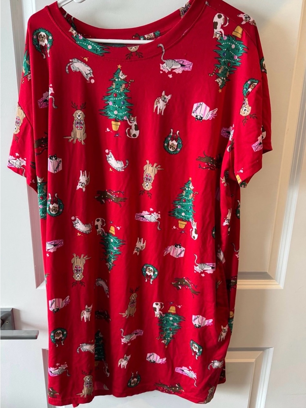 Women’s Joyspun Holiday Dog/Cat Print Moo Moo